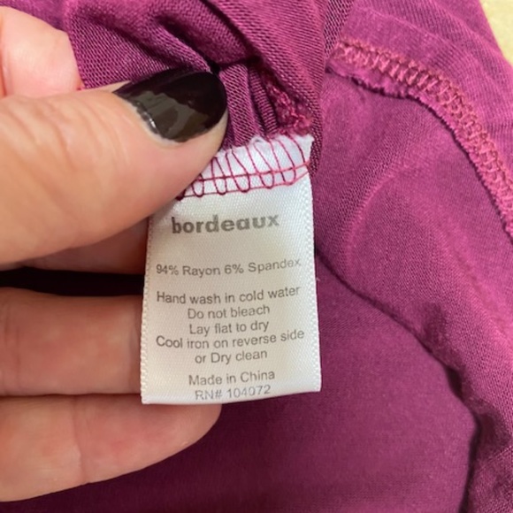 Anthropologie Bordeaux Burgundy V Neck Shirt - Picture 4 of 4